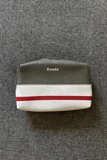 Roots Travel Toiletry Bag Gray White Red Stripe – Unisex Makeup Shaving Pouch 