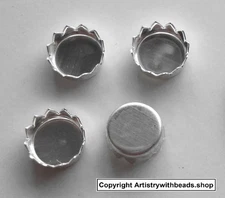 6mm ROUND Sterling silver serrated edge machine made 4 Bezel Cups BC006S