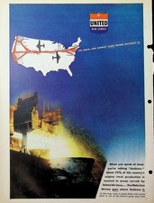 Original 1945 Vintage Print Ad: United Airlines "The Main Airline airway