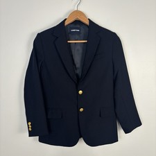 Lands' End Blazer Youth 12 Navy Blue Wool Blend Gold Buttons Kids Polyester Wool