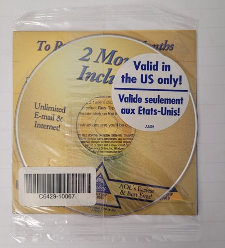 AOL CD Version 7.0 2 Months Free Vintage 2001 Retro New Factory Sealed Gold