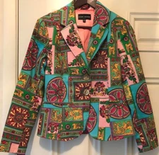 ❤️Randy Kemper ~ Designer Blazer ~  Collage Print ~ Cotton Lined Fabulous Sz 6❤️