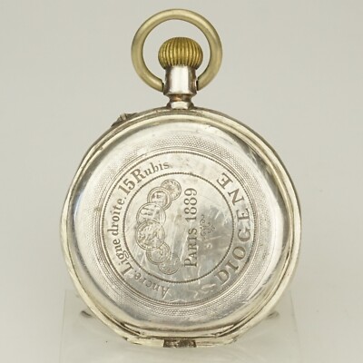 DIOGENE Zenith Silver Pocket Watch Men's no fusee duplex