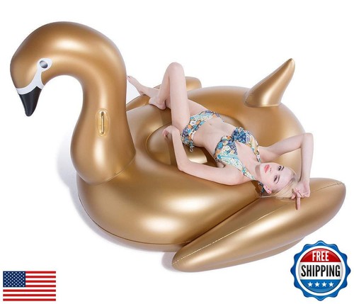 Jasonwell Giant Inflatable Golden Swan Pool Float with Fast Valves Summer Bea