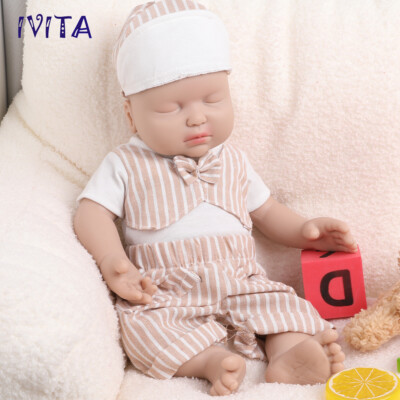 IVITA 15'' Full Floppy Silicone Reborn Baby Eyes Closed Lifelike Silikon Doll