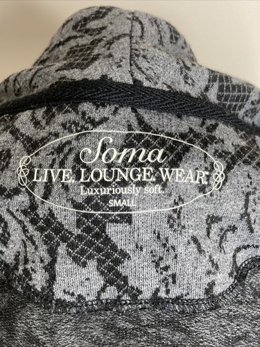 Soma Womens Jacket Black Grey Cardigan Sz S Live Lounge Wear Paisley - Picture 8 of 8