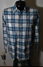IZOD Turquoise Blue Long Sleeve Flannel Shirt Size L
