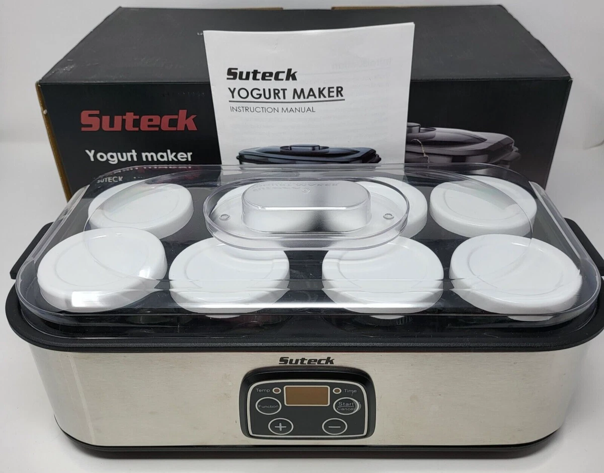 Suteck Yogurt Maker, Greek Yogurt Maker with Temperature Control & Timer,  Automatic Digital Yogurt Makers with 9 Glass Jars, 2 Spoons & Recipe