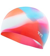 TYR Jr Silicone Swim Cap Multi-Color Age 10 Blue Orange NEW FAST SHIPPING