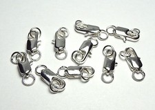 10 SILVER PLATED BRASS Lobster Claw Clasps 4.5x12mm