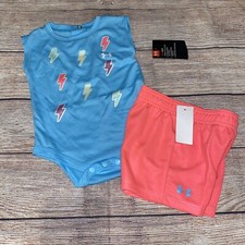 Under Armour 0-3 3-6 Or 9-12 Months Lightning Outfit Bodysuit Set NEW
