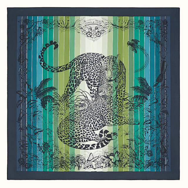 Hermes Scarf Jungle Love Rainbow by Robert Dallet 90 cm Silk