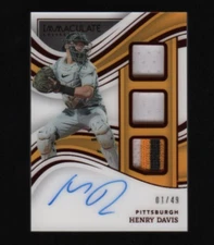 2023 Panini Immaculate #PTS-HD Henry Davis Triple Patch Auto 1/49 Pirates Mem