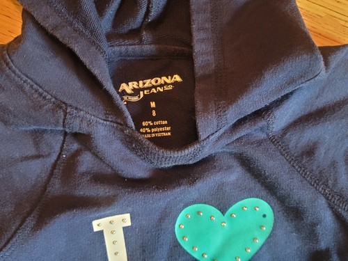 Arizona Jean LS Dress w/Hood Navy Girls Size 8 M - Picture 2 of 2