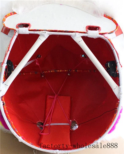 Dance Lion Mascot Chinese Folk Art Costume White Wool Southern Lion Two Adult A+ - Image 4 of 4