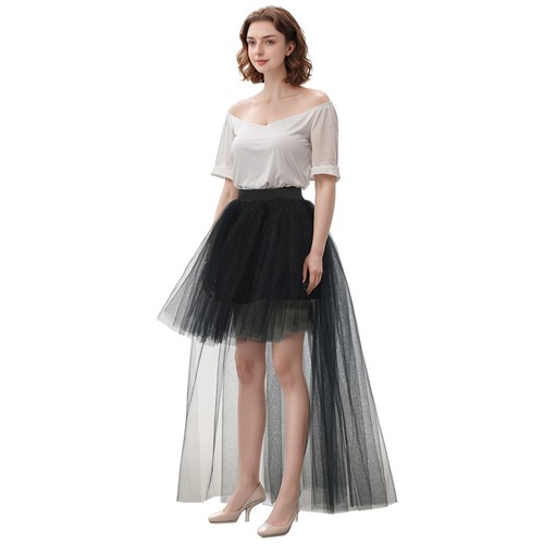 Gonna tutù steampunk donna alta bassa irregolare asimmetrica a strati maglia tulle gonna
