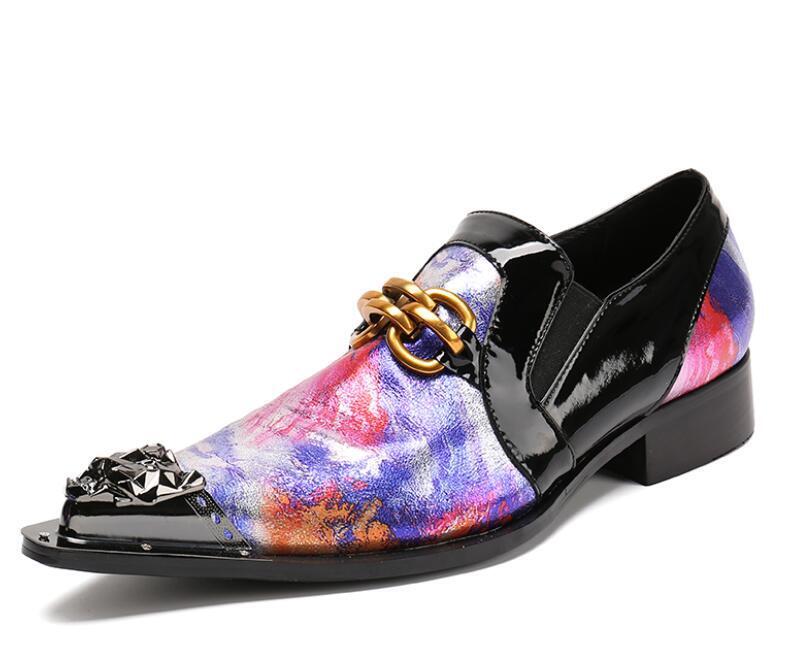 SAOLA Scarpe da sposa uomo inglesi metallo a punta eleganti business slip on vera pelle