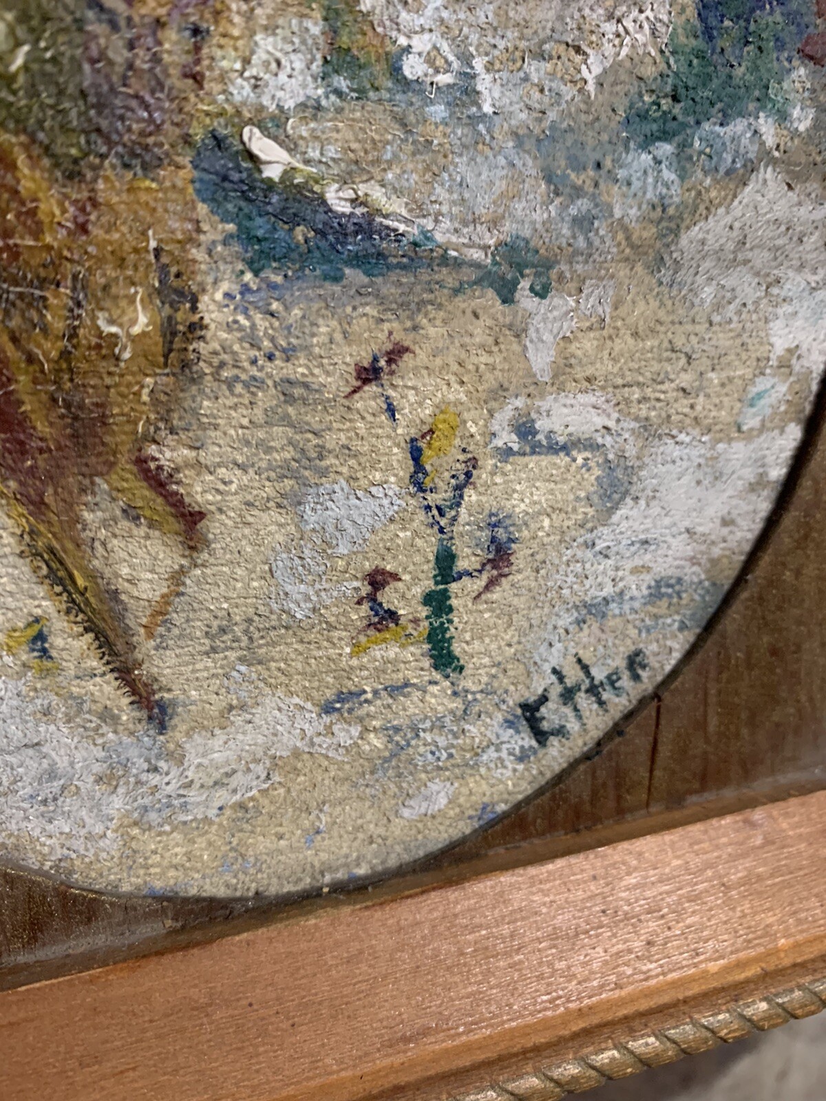 Antique 1941 Winter Scene w/Deer Oil Painting, 9x7, Signed, AWESOME