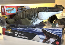 Mattel Jurassic World Rebirth Bite N Blast Mosasaurus Mini Dilophosaurus, NIB