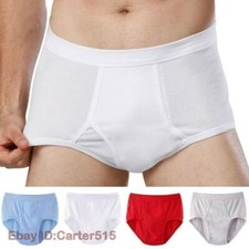 Men White Briefs Cotton Underwear Old School Vintage Style Stretch High Waist