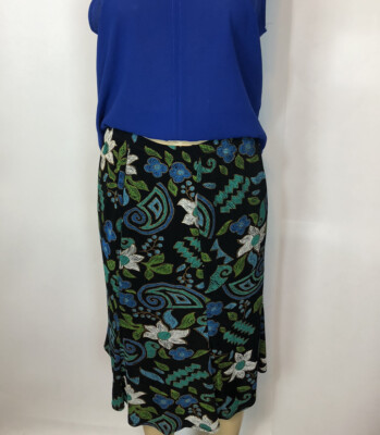 West End Multicolor Skirt Black Acetate A Line  Womens Size L Casual Modest