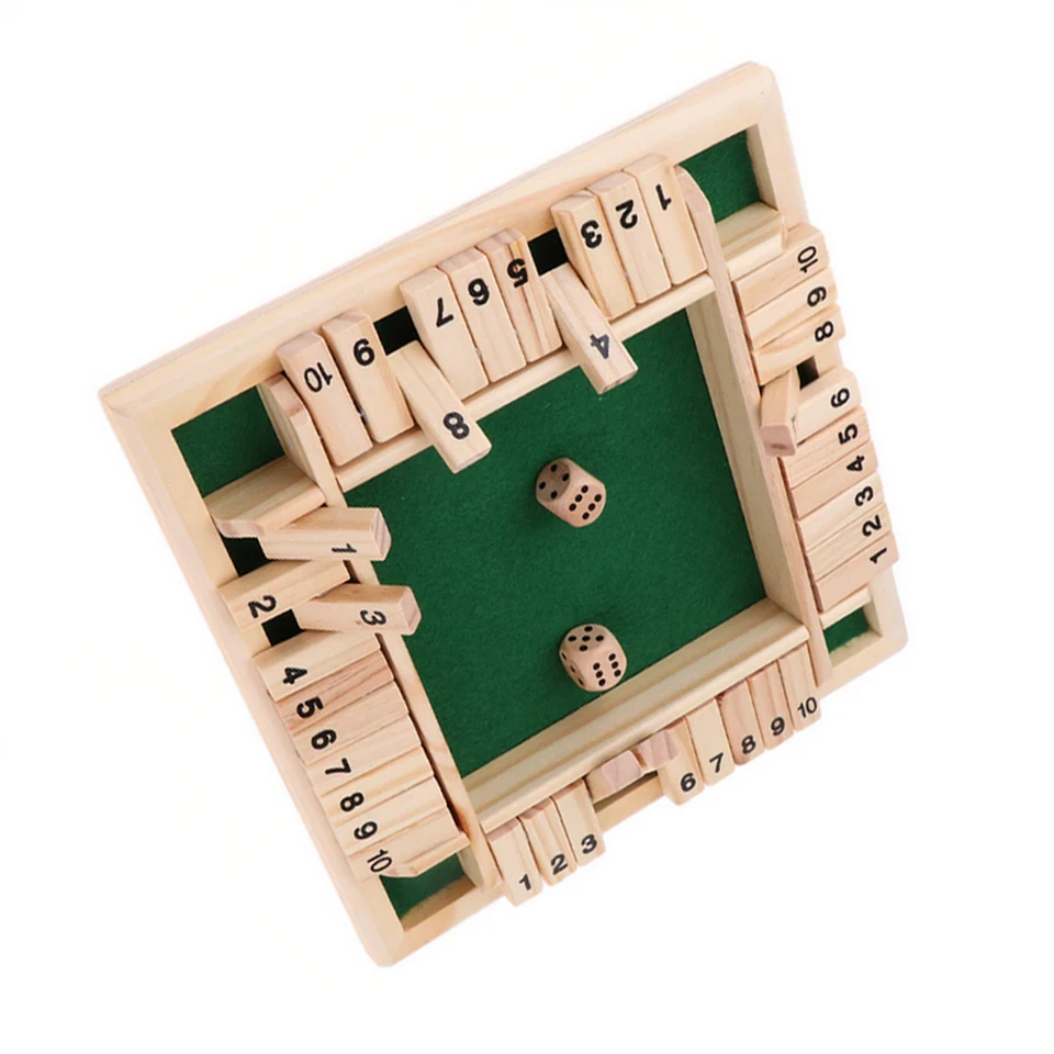 4 Players Shut The Box Dice Game Wooden Board Game Tabletop Party Gift - Image 4 of 4