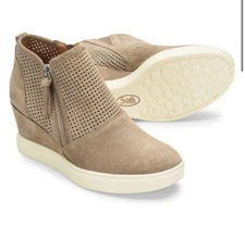 Sofft Womens Bellview Taupe Suede Wedge Boots Shoes 11 Medium