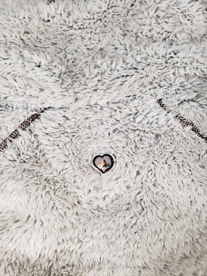 Kuhl Jacket Womens Large White Sherpa Fleece Hidden Hood Teddy Leather