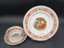 TASSE A CAFE ET ASSIETTE PORCELAINE SAXE ES 1861 FIN XIXème ALLEMANDE