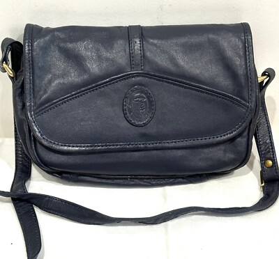 Vintage Trussardi Blue Leather Crossbody Shoulder Bag UK