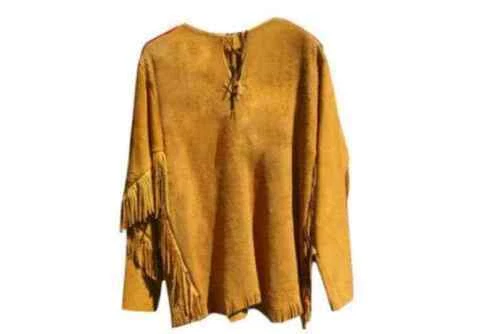 Mens Leather Buckskin Shirt Mountain Man Reenactment Suede Native American