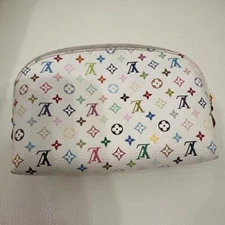 Louis Vuitton Monogram Multicolor Pouch M47354 Women's Blanc Rose Rich Used