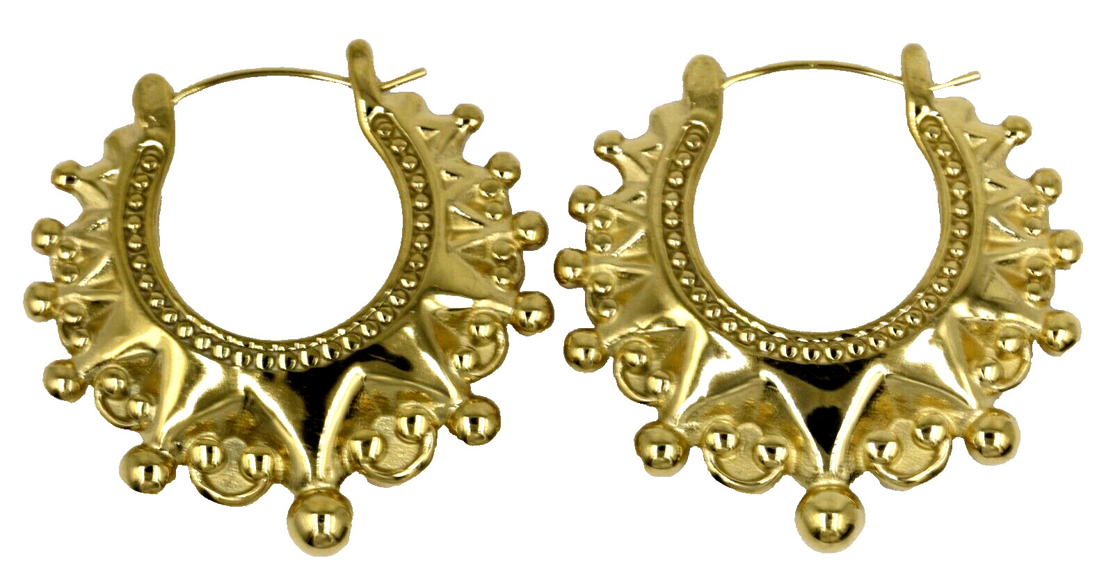 Pendientes de aro grandes criollos gitanos ovalados victorianos de oro 35 mm rellenos de 18 k en buen estado regalo