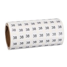 0.4" Small Round Number Stickers Roll, 1000 Pcs Circle Labels, Black Number 38