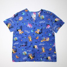 The Wonderful World Of Disney Scrub Top Halloween Women's Sz M Pooh And Friends