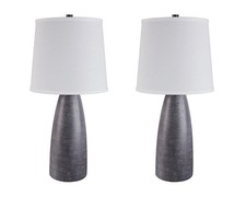 Signature Design by Ashley Shavontae Poly Table Lamp in Gray Set of 2 