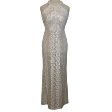 Nightway White Lace High Neck Maxi Gown Size 6 Formal Party