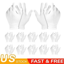 12 Pairs White Cotton Gloves Soft Eczema Moving Sensitive Dry Hands Bulk Pack