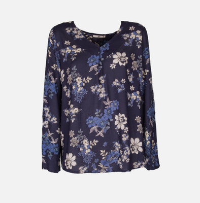 AJC women's blouse ladies' blouse shirt blouse shirt blue white flowers New size 32 34 36