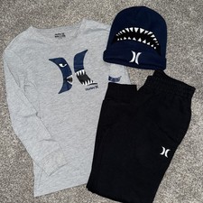Boys Hurley Long Sleeve Sweatpants Hat Shark Outfit Size S 8-10