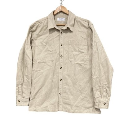 Primark Shirt Mens XL Beige Twill Long Sleeve Button Up Relaxed Fit Pockets
