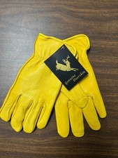 Men's Real Deerskin Leather Gloves, Tan/Yellow, Lined, S