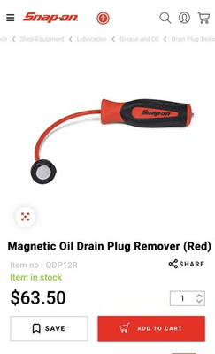 #ad Snap on Magnetic Oil Drain Plug Remover $50.00