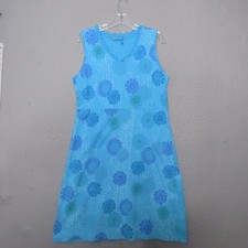 Fresh Produce Dress Medium Blue Floral Ruffle Cotton Coastal Beachy Boho