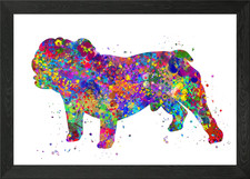 Poster Bulldog inglese cucciolo cane incorniciato arte da parete stampa su tela quadro
