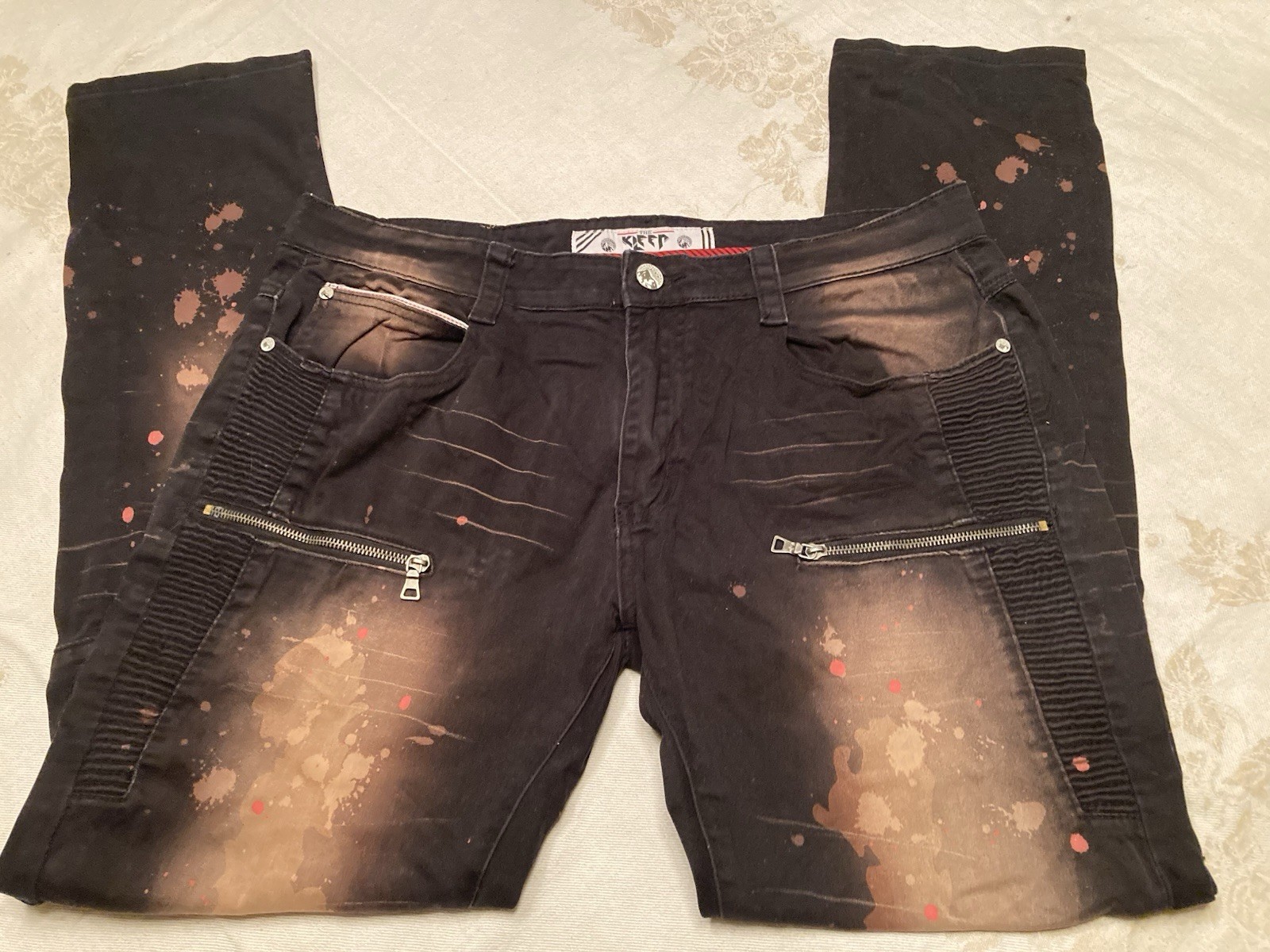 &rsquo;s 36 Black Distressed Zippers Goth Punk Hollister