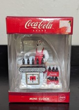 Vintage Coca-Cola Polar Bear Mini Clock Conveyer Belt Bottling Line NIB Unopened