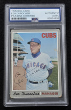 1970 LEO DUROCHER Signed Topps Baseball Card-DODGERS-CHICAGO CUBS-PSA