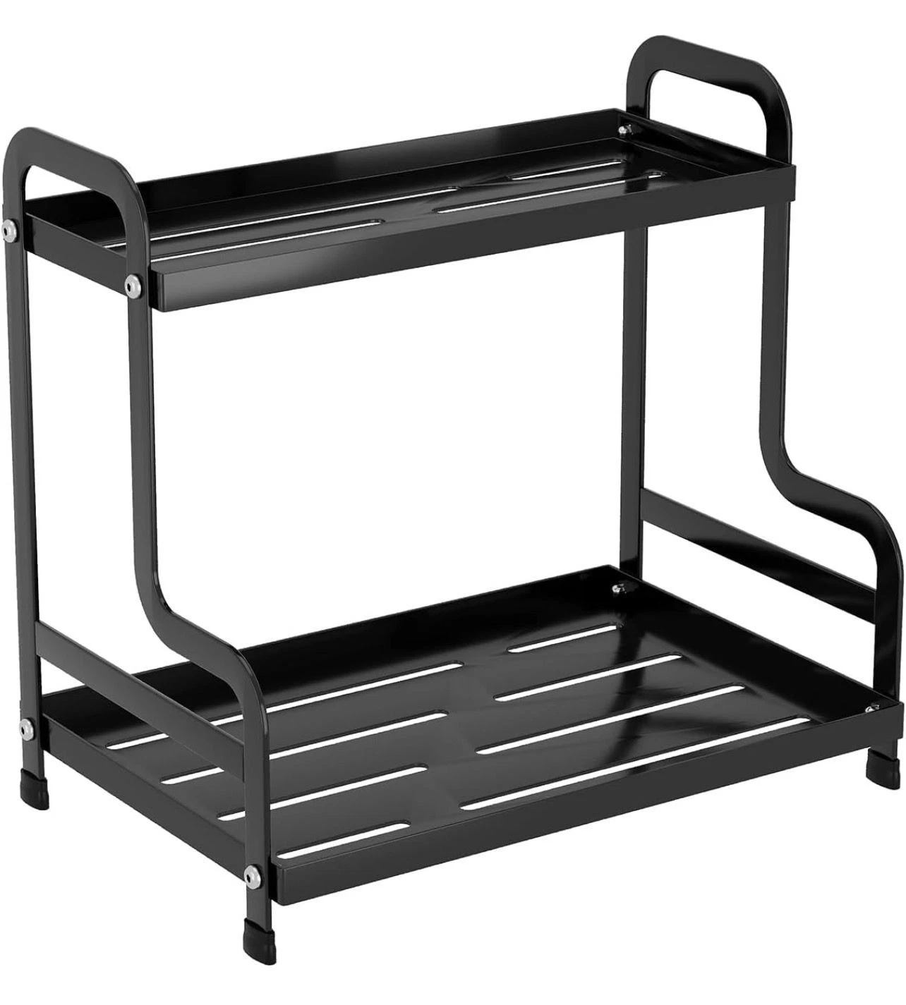 2 Tier Coffee Bar Organizer Mug Holder Kitchen Counter Shelf Rack Black
