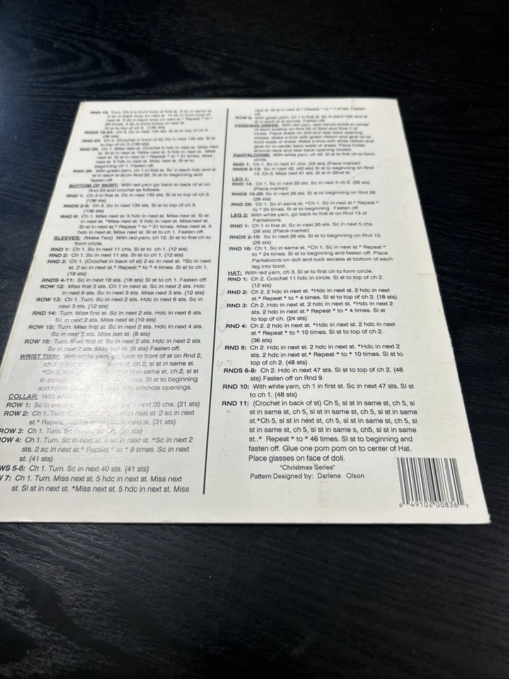 Christmas Crochet Pattern Booklet Musical Santa Claus Mr. & Mrs 13" Dolls #Td836 - Image 3 of 3
